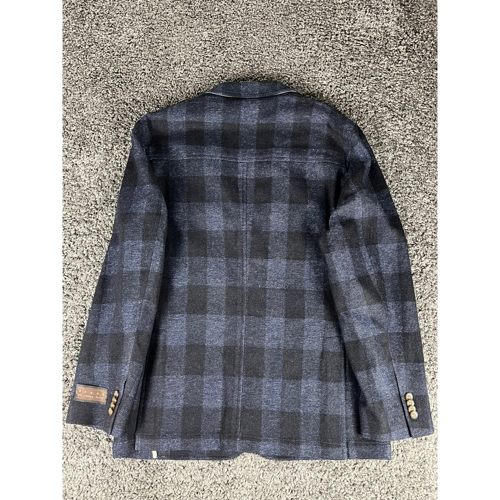 Kroon Nash Navy Buffalo Plaid Wool Blend Blazer Sport Coat 42R W13215LK - Picture 2 of 11